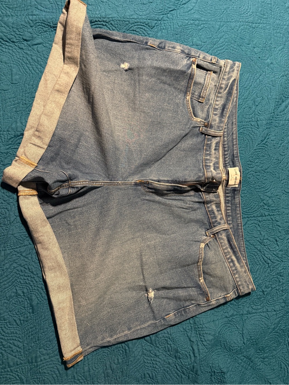 Lane Bryant Medium Blue Rolled Cuff Denim Shorts